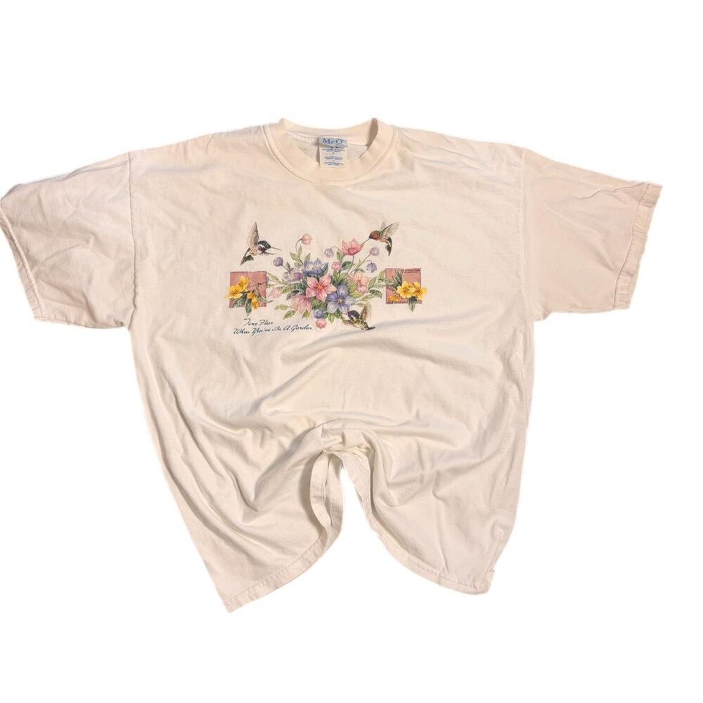 Vintage 90s hummingbird floral graphic tee